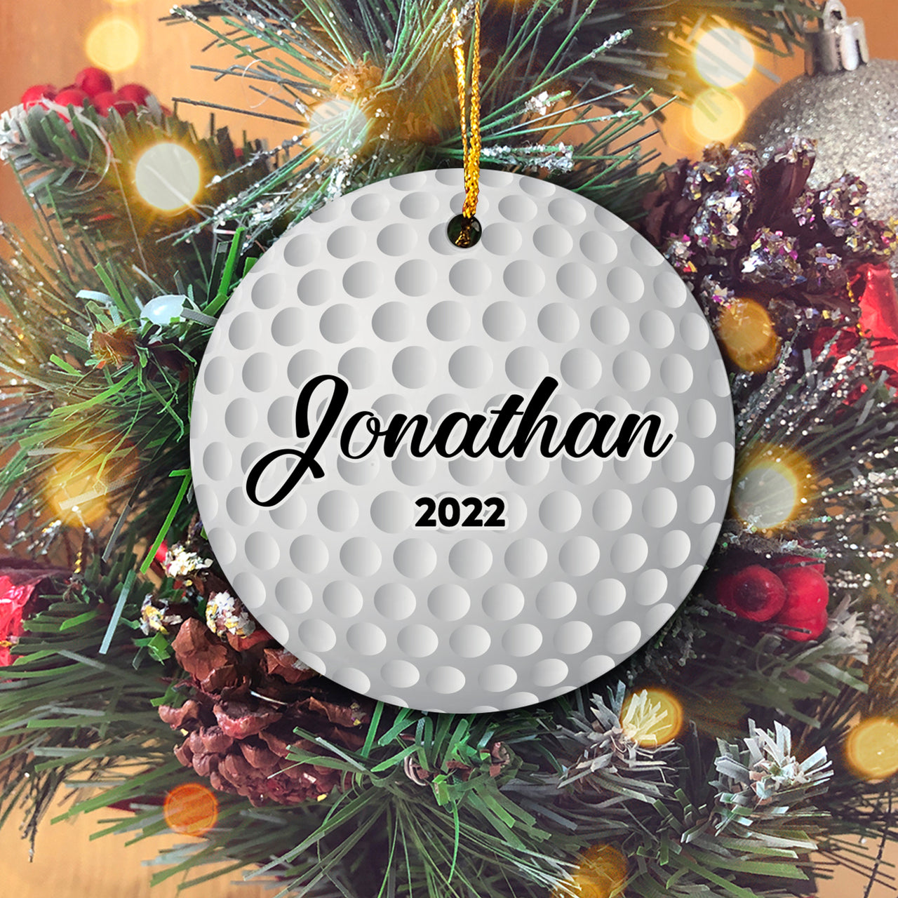 Custom Golf Golfer Personalized Christmas Premium Ceramic Ornaments Sets for Christmas Tree