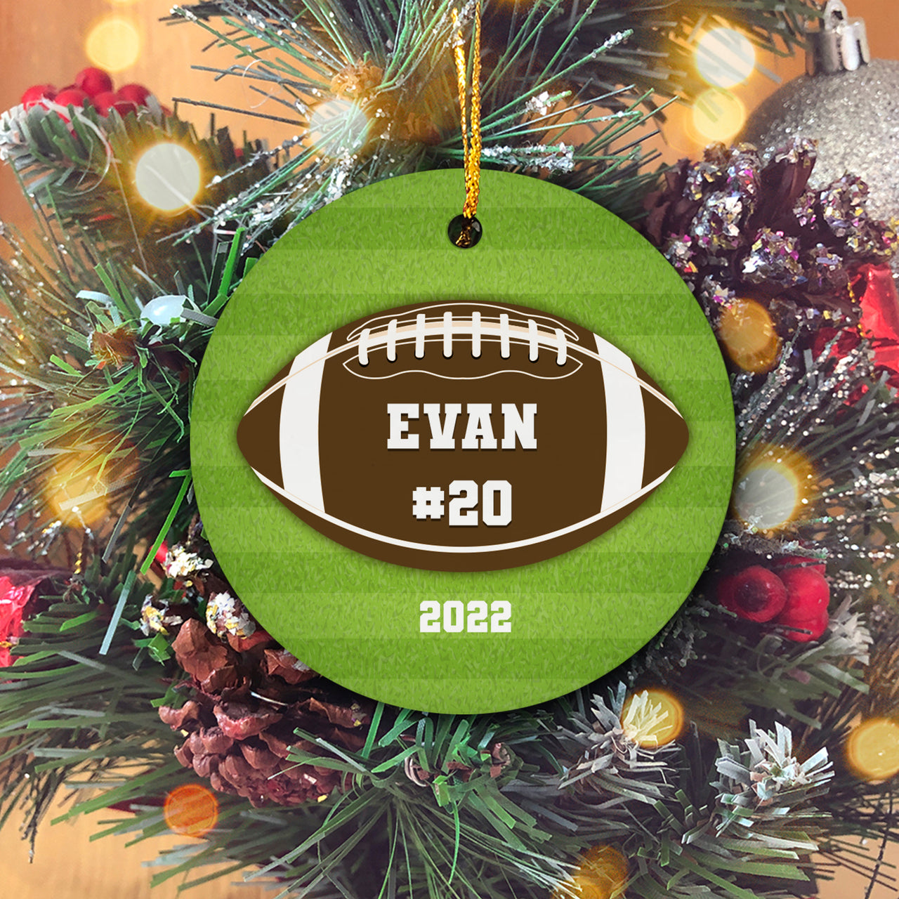 American Football Christmas Personalized Christmas Premium Ceramic Ornaments Sets for Christmas Tree