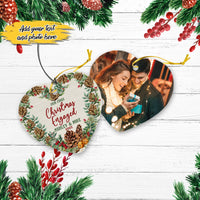 Thumbnail for Our First Christmas Engaged with Photo Personalized Christmas Premium Ceramic Ornaments Sets for Christmas Tree