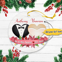 Thumbnail for Mr and Mrs First Christmas Married Personalized Christmas Premium Ceramic Ornaments Sets for Christmas Tree