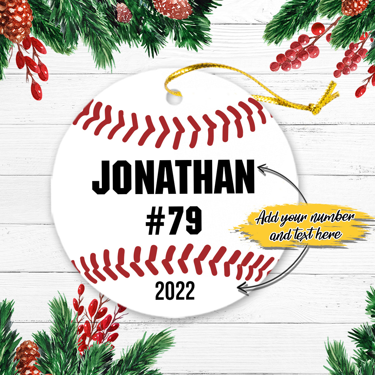 Products Baseball Sports Personalized Christmas Premium Ceramic Ornaments Sets for Christmas Tree