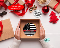 Thumbnail for Firefighter Thin Red Line American Flag Personalized Christmas Premium Ceramic Ornaments Sets